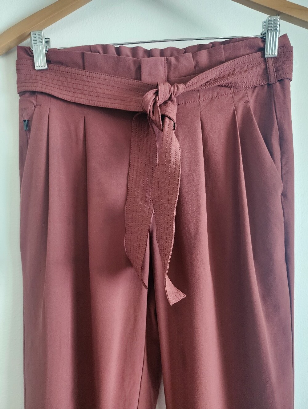 Athleta Skyline Pant II Burnt Rust Paperbag Waist Tapered Ankle Pants Size 4 T - Picture 3 of 12